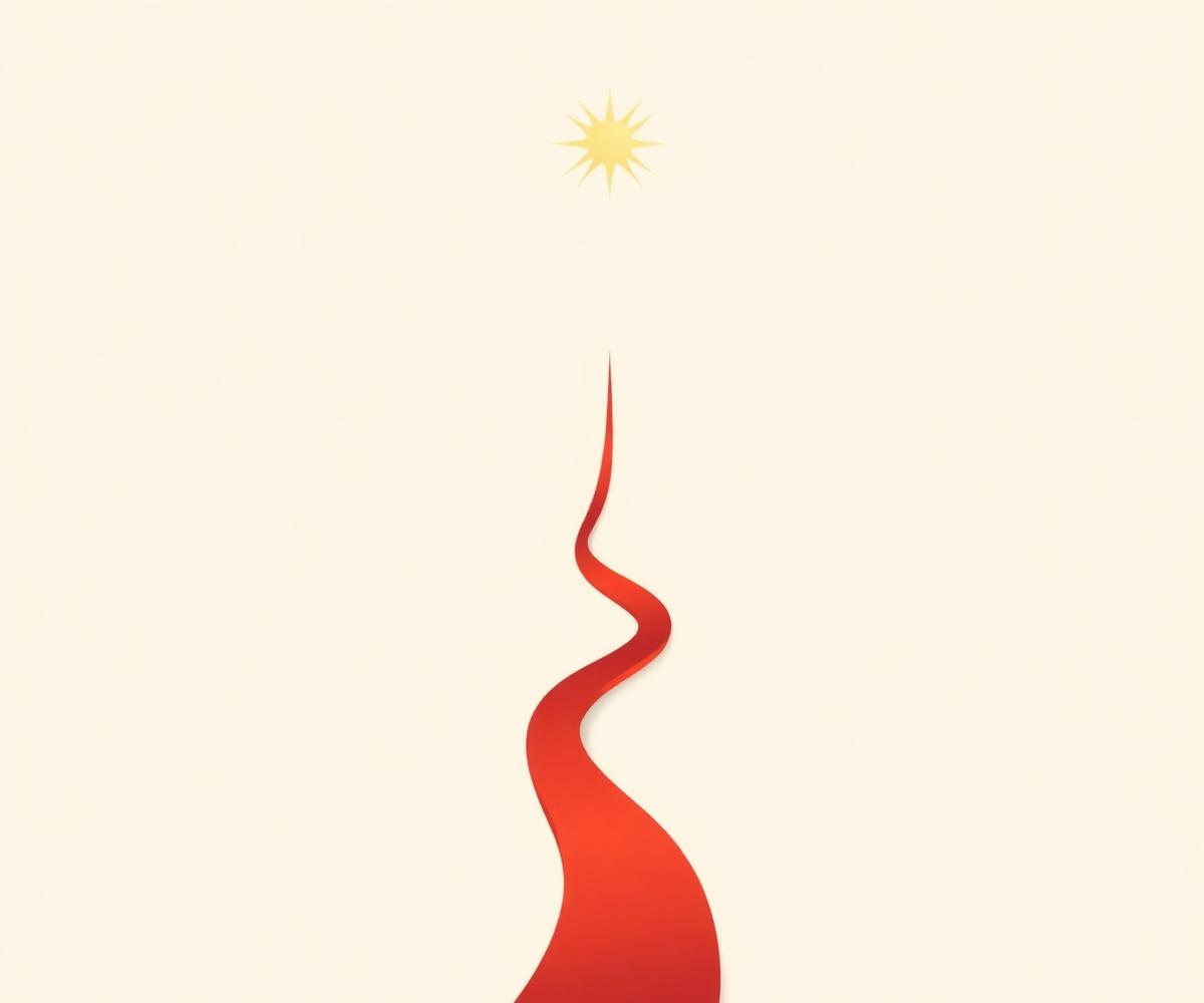 Red ribbon leading to a star, symbolizing premium service
